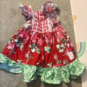 Stitches Red and Green Floral Dress